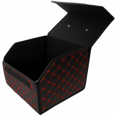 Луксозен кожен органайзер за багажник с червен шев 40x30x30 см