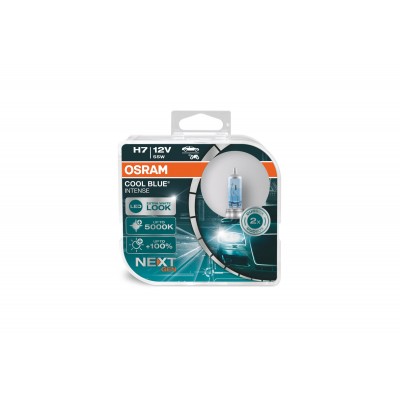 Комплект 2 броя халогенни крушки H7 Osram Cool Blue Intense Next Gen 12V, 55W 5000K, 1500lm Комплект 2 броя халогенни крушки H7 Osram Cool Blue Intense Next Gen 12V, 55W 5000K, 1500lm